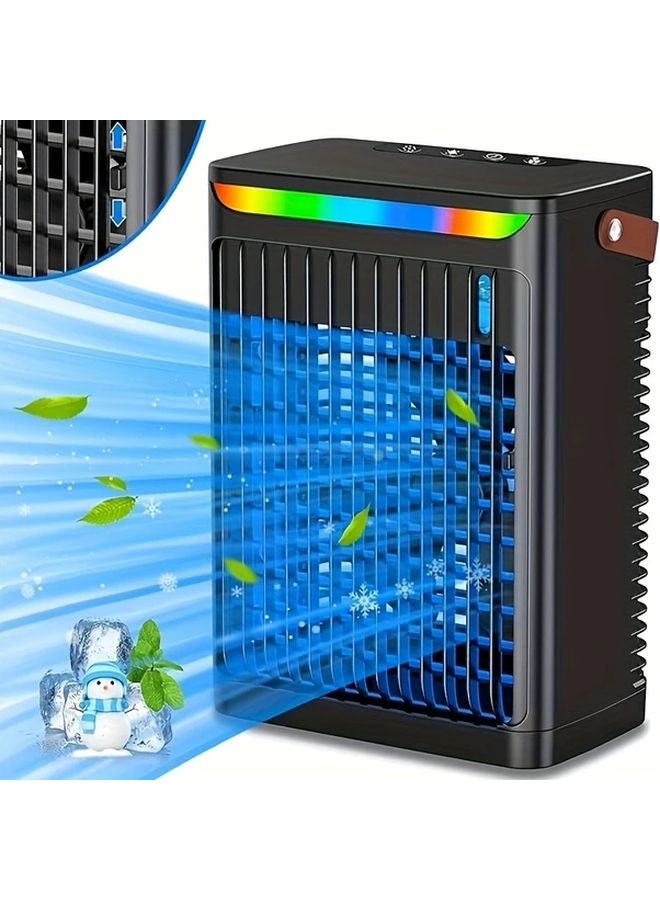 Portable Air Conditioner 5 In 1 Mini Fan Evaporative Cooler Humidifier 3 Speed Black - Image 1